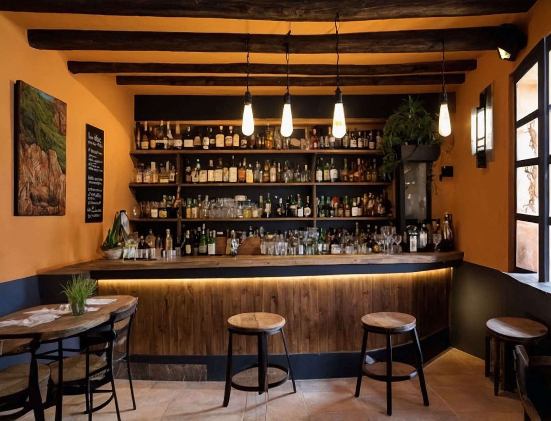 Ambiente acogedor de bar en pueblo